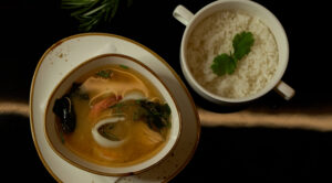 Мисо суп с морепродуктами и рисом