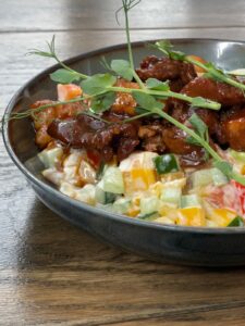 Салат с куриной печенью и куриным филе